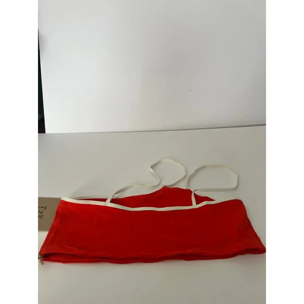 NWT Free People Stone Fox Swim Women's Ibiza Asymmetrical Bikini Top Red Size XL